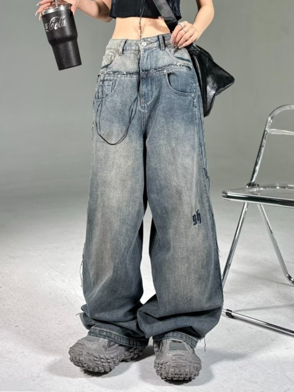 Ženske traperice s visokim strukom i ravnim krojem, denim pamuk, 50–70% glavnog materijala, gradski stil, mikroelastičnost