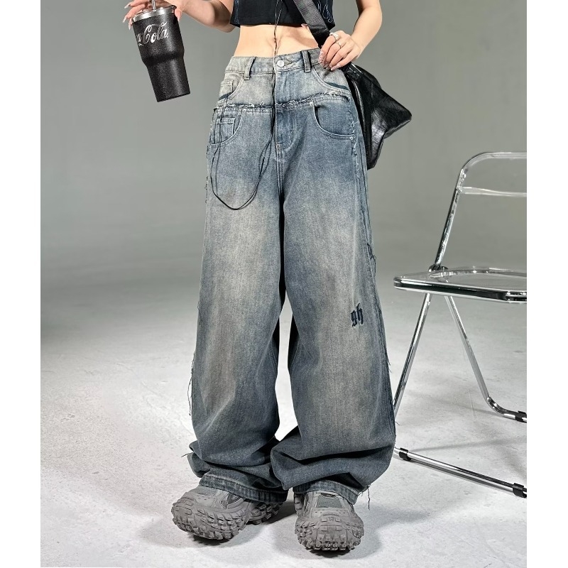 Ženske traperice s visokim strukom i ravnim krojem, denim pamuk, 50–70% glavnog materijala, gradski stil, mikroelastičnost