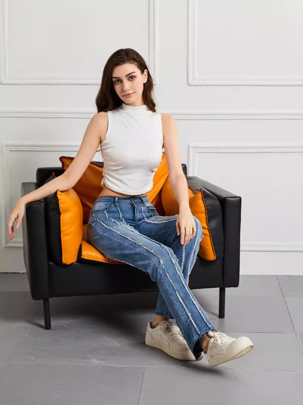 Ženske traperice, uski kroj mikro hlače, srednji pojas, denim, visoka elastičnost, izbjeljeni završetak
