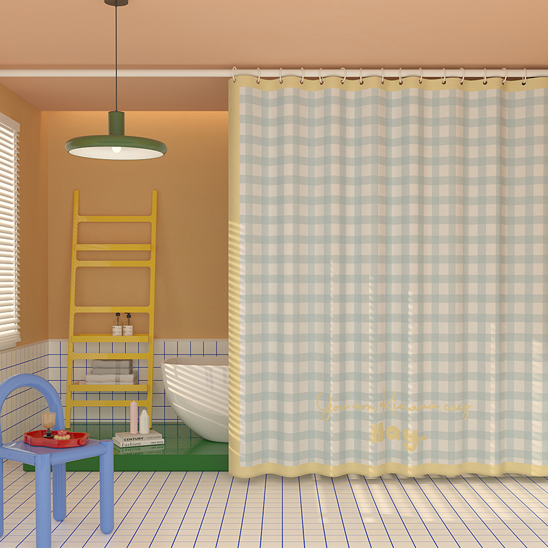 Полиестерова завеса за душ с каре, без пробиване на дупки, водоустойчива и против мухъл, разделяща завеса за баня