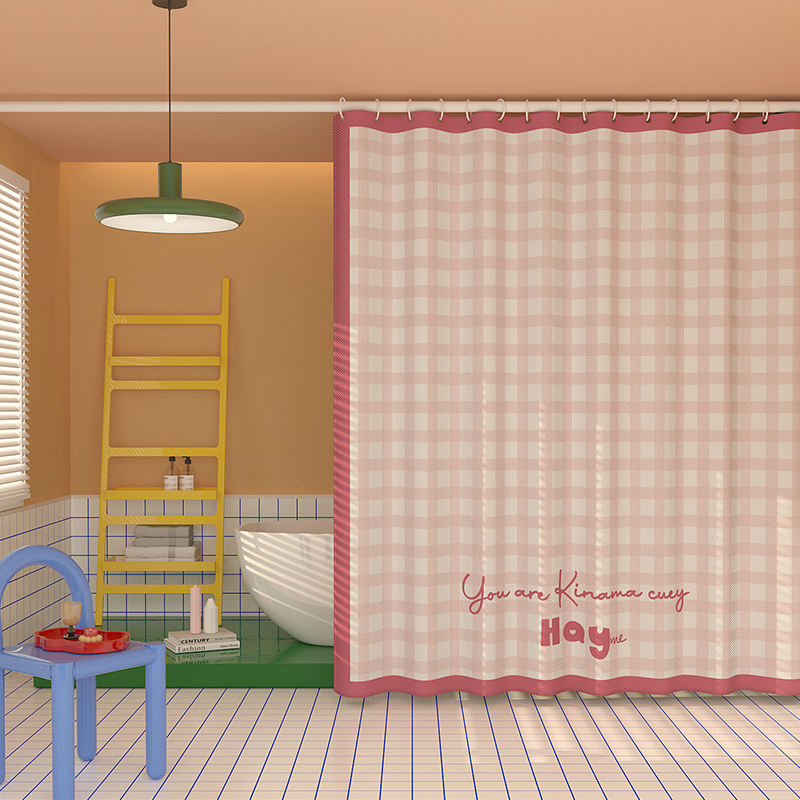 Полиестерова завеса за душ с каре, без пробиване на дупки, водоустойчива и против мухъл, разделяща завеса за баня