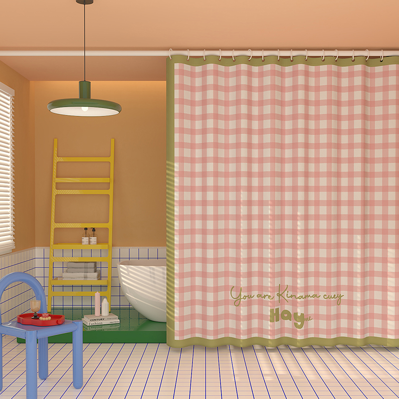 Полиестерова завеса за душ с каре, без пробиване на дупки, водоустойчива и против мухъл, разделяща завеса за баня