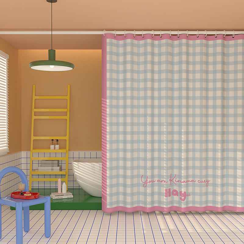 Полиестерова завеса за душ с каре, без пробиване на дупки, водоустойчива и против мухъл, разделяща завеса за баня