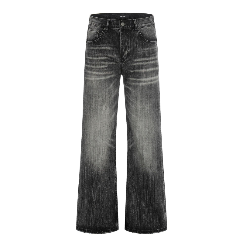 11KN Женски дънки с микро флейр, деним памук с полиестер, 70–80% деним памук, distressed, средна талия, дълги панталони, уличен стил