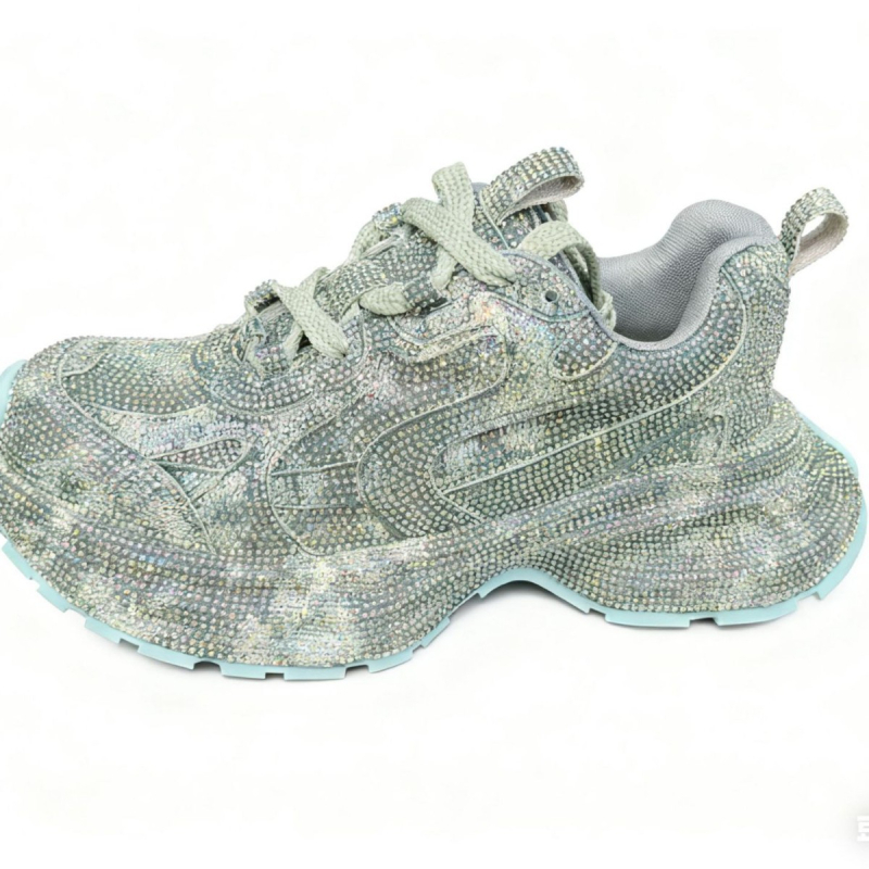 Ženske tenisice u stilu dad shoes s dijamantnim uzorkom, debeli potplat za povećanje visine, niski gornji dio, vezanje, prozračna mrežasta podstava