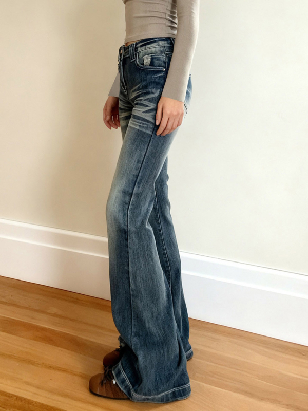 Traperice s proširenim krojem, niskim strukom, denim, 80-90% pamuka, mikroelastičnost