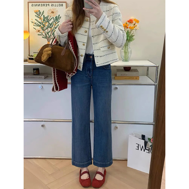 Traperice - Skracene, visoki pojas, ravni kroj, denim, pamuk 50–70%, visoka elastičnost, bez glačanja