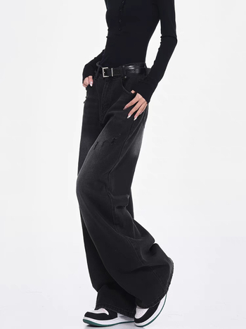 Traperice - Visoki struk, Široke nogavice, Denim, Pamuk 50-70%, Poliester <30%