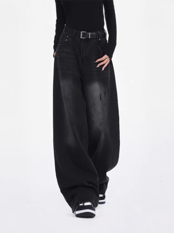 Traperice - Visoki struk, Široke nogavice, Denim, Pamuk 50-70%, Poliester <30%