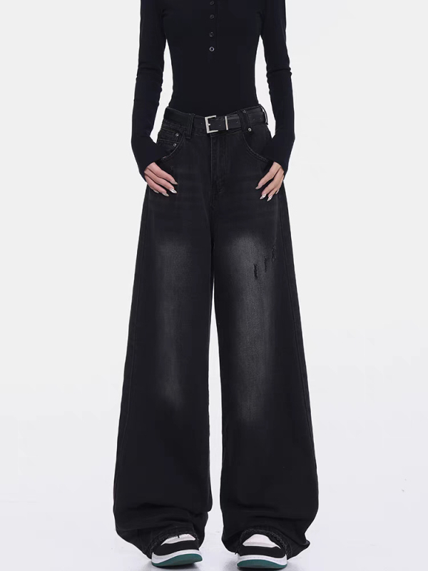 Traperice - Visoki struk, Široke nogavice, Denim, Pamuk 50-70%, Poliester <30%
