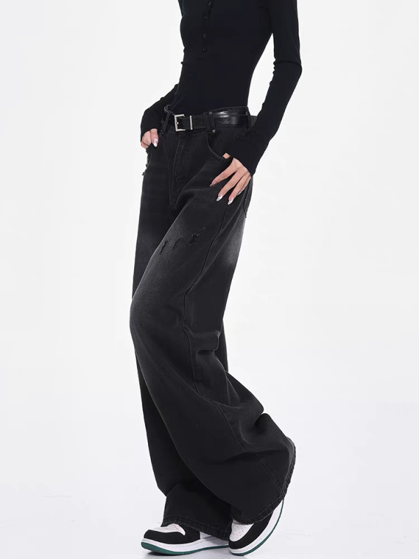 Traperice - Visoki struk, Široke nogavice, Denim, Pamuk 50-70%, Poliester <30%