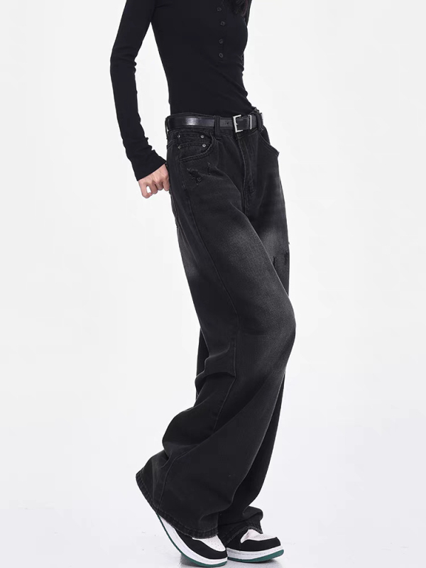 Traperice - Visoki struk, Široke nogavice, Denim, Pamuk 50-70%, Poliester <30%