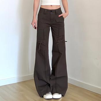 Τζιν παντελόνια denim, χαμηλή μέση, ευθεία γραμμή εργασιακού στυλ, 80–90% βαμβάκι, street hipster στυλ, χειμώνας 2024
