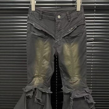 Ženske traperice s boricama i patchworkom, uski kroj, niski struk, distressed, poliester 80-90%