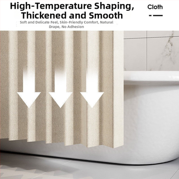 Сгъваем магнитен комплект за душ завеса, без пробиване, водоустойчива ленена тъкан, извита душ зона със сухо–мокро разделение