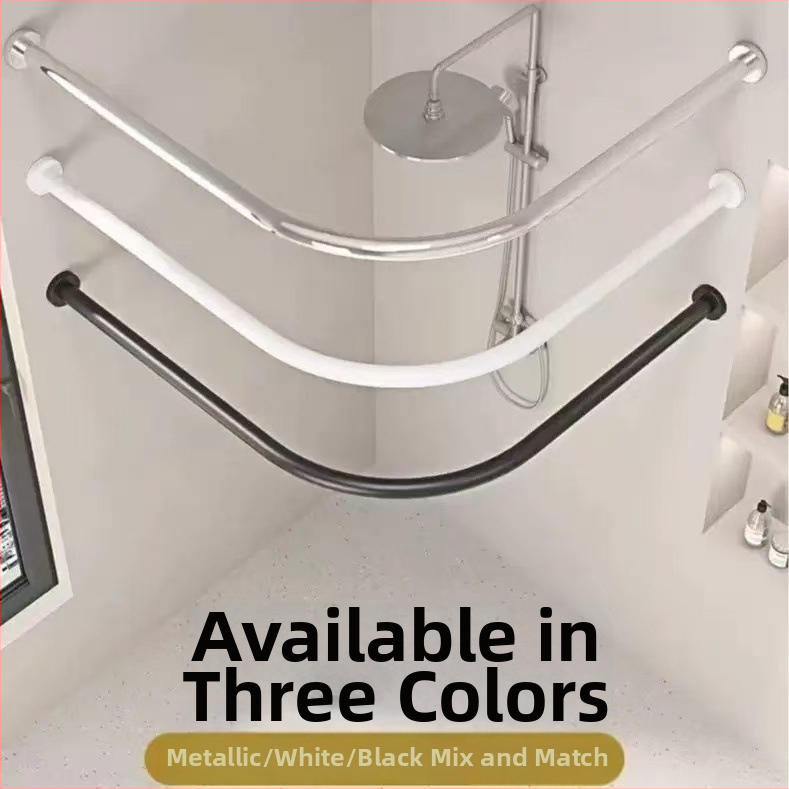 Сгъваем магнитен комплект за душ завеса, без пробиване, водоустойчива ленена тъкан, извита душ зона със сухо–мокро разделение