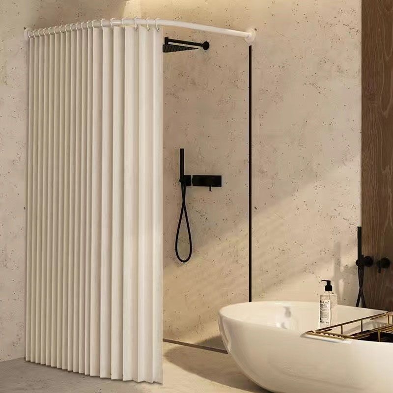 Сгъваем магнитен комплект за душ завеса, без пробиване, водоустойчива ленена тъкан, извита душ зона със сухо–мокро разделение