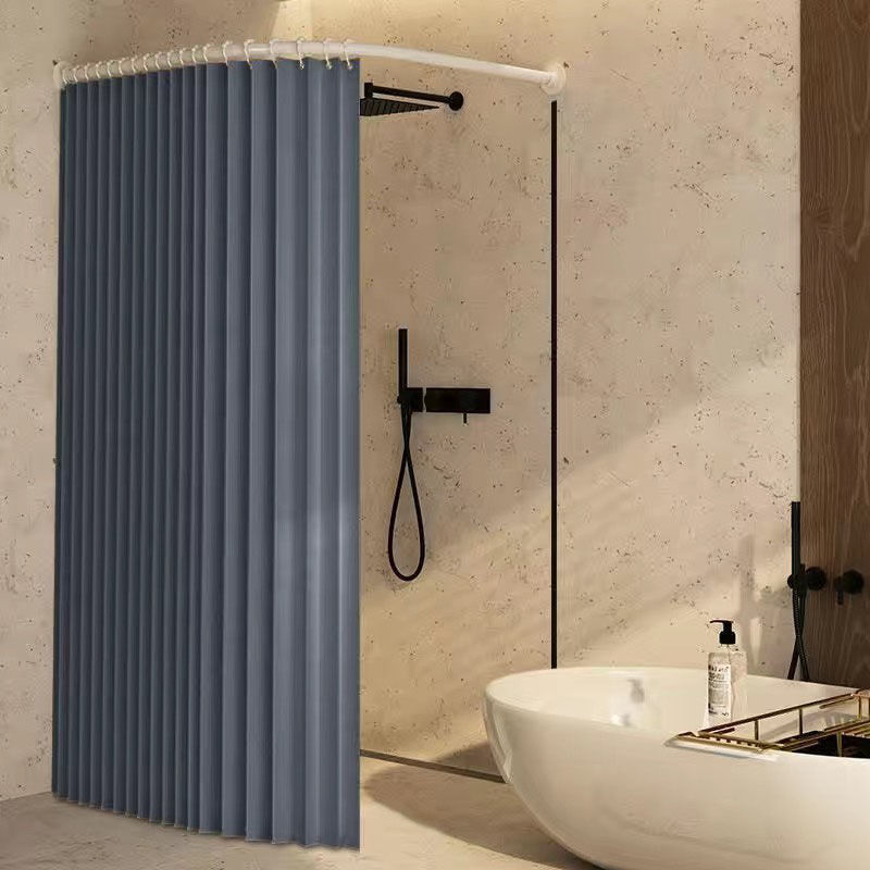 Сгъваем магнитен комплект за душ завеса, без пробиване, водоустойчива ленена тъкан, извита душ зона със сухо–мокро разделение