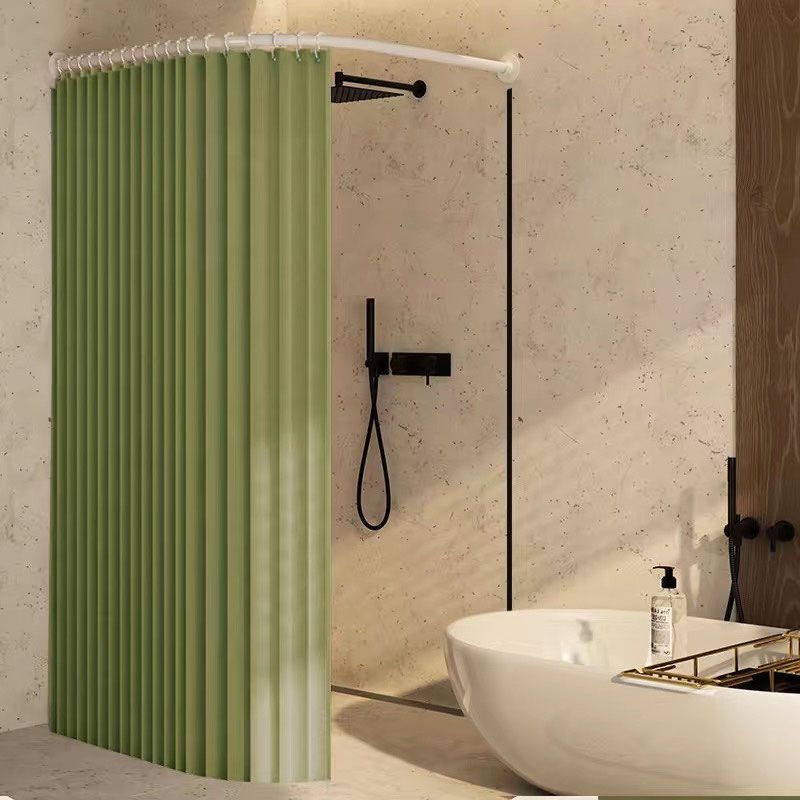 Сгъваем магнитен комплект за душ завеса, без пробиване, водоустойчива ленена тъкан, извита душ зона със сухо–мокро разделение