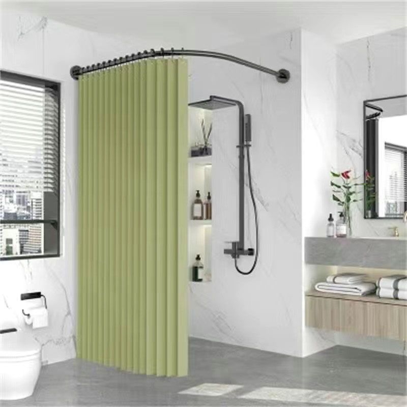 Сгъваем магнитен комплект за душ завеса, без пробиване, водоустойчива ленена тъкан, извита душ зона със сухо–мокро разделение