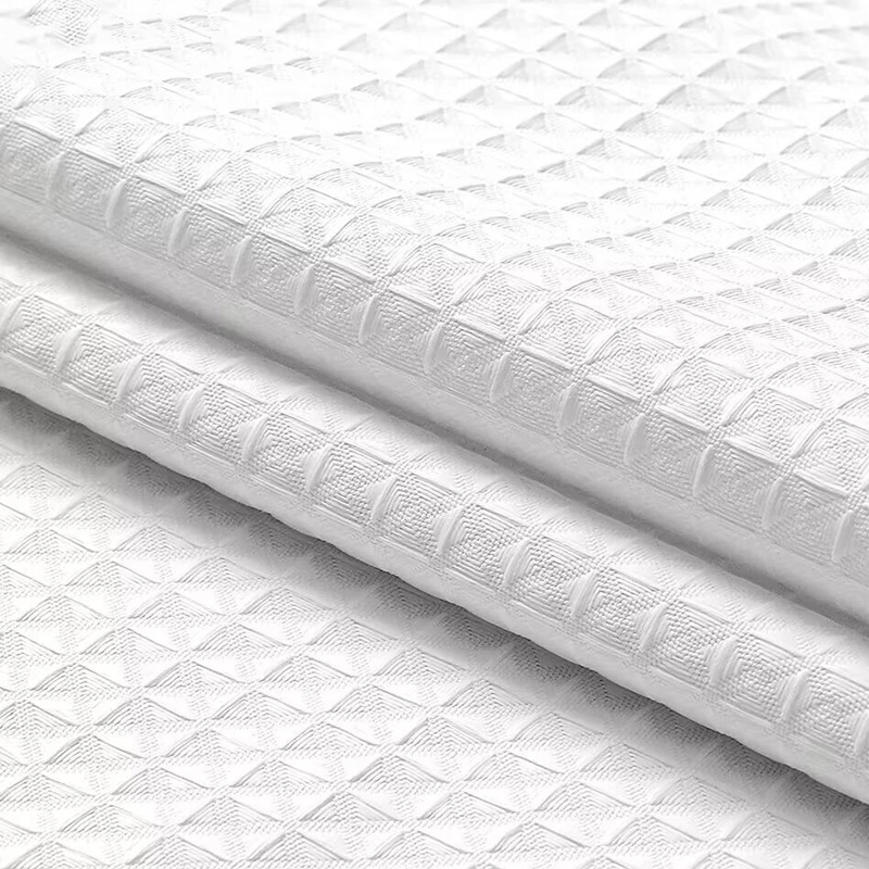 Двустранна водоустойчива душ завеса от вафелено тъкане, с шарка диамантено решетване