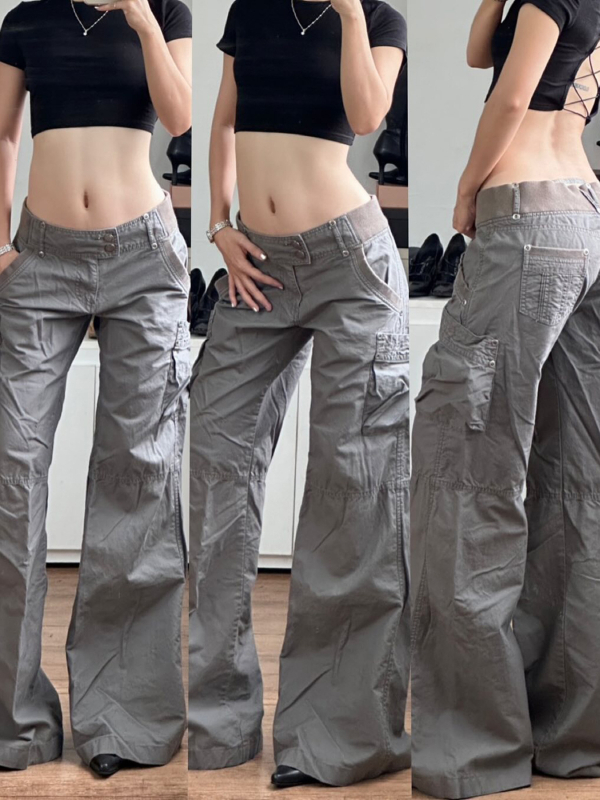 Traperice od denima s patch džepovima, nizak struk, straight kroj, gradski hipster stil, kolažni dizajn, 80–90% pamuk, poliester <30%