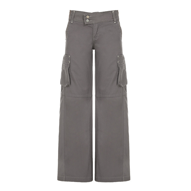 Traperice od denima s patch džepovima, nizak struk, straight kroj, gradski hipster stil, kolažni dizajn, 80–90% pamuk, poliester <30%