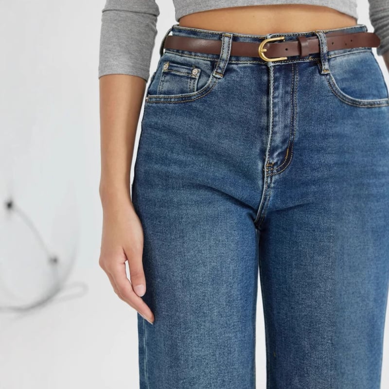 Ženske traperice od denimu, široke nogavice, opuštena silueta, 70–80% pamuka, proljeće 2025