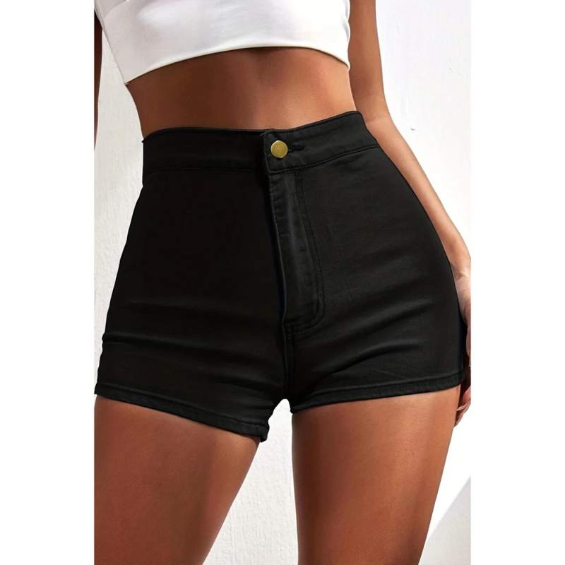 Ženske kratke traperice s visokim strukom, 3/4 dužine, pamukova smjesa, mikroelastičnost, A-kroj, casual stil