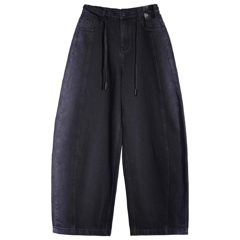 Džins banan kroj, srednji pojas, labavi kroj, pamuk denim, mikroelastičnost, izgreban izgled