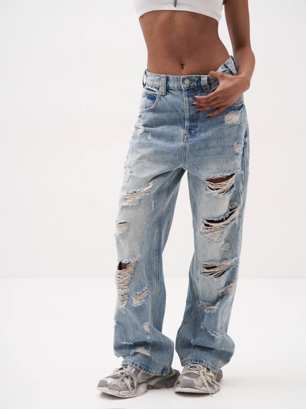 Ziya traperice od denima, visoki pojas, široke nogavice, 95% pamuka, bez peglanja, ljeto 2025