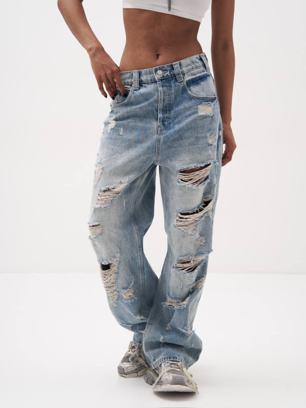 Ziya traperice od denima, visoki pojas, široke nogavice, 95% pamuka, bez peglanja, ljeto 2025