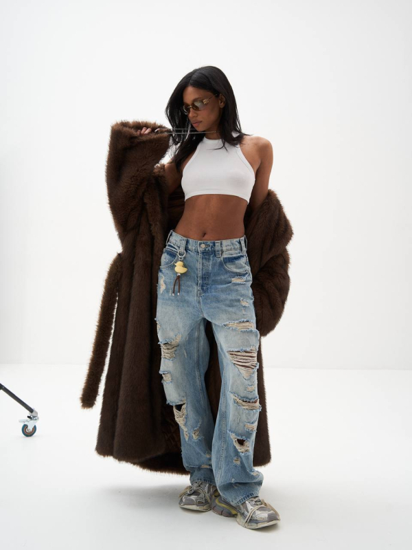 Ziya traperice od denima, visoki pojas, široke nogavice, 95% pamuka, bez peglanja, ljeto 2025