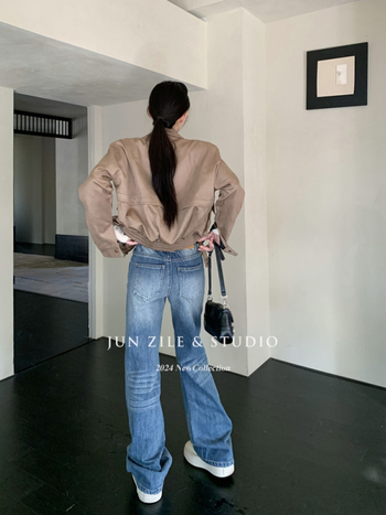 Žene široke hlače traperice, američki retro stil, visokim strukom, duljina do poda, denim s 50–70% pamuka