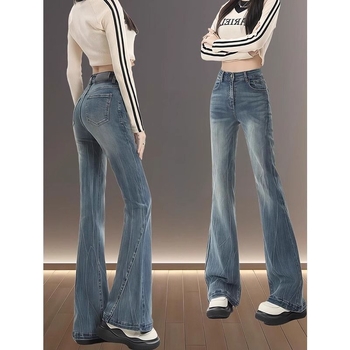 Ženske traperice visokog struka, flare kroj, gusti denim, proljeće 2025