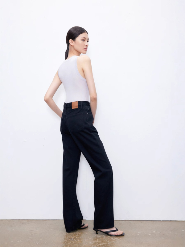 Traperice Warren Helion, visoki struk, ravne nogavice, denim, 95% pamuka, pranje denima