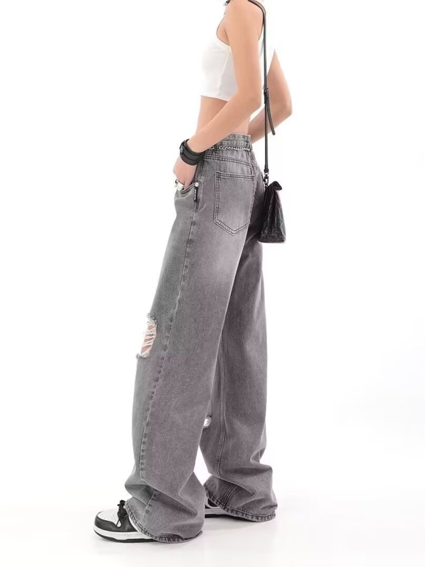 Jeans din denim cu croială dreaptă, talie medie, conținut de bumbac 50-70%, grosime medie, tratament anti-călcare