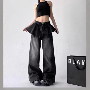 Blugi pentru femei cu patchwork în stil vintage, croială largă, bumbac 50–70%, talie joasă/medie, microelasticitate