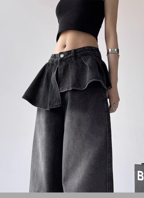 Blugi pentru femei cu patchwork în stil vintage, croială largă, bumbac 50–70%, talie joasă/medie, microelasticitate