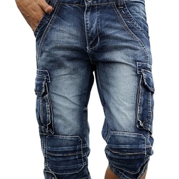 Krojeni denims šorceve s višestrukim džepovima, srednji pojas, 95% pamuk