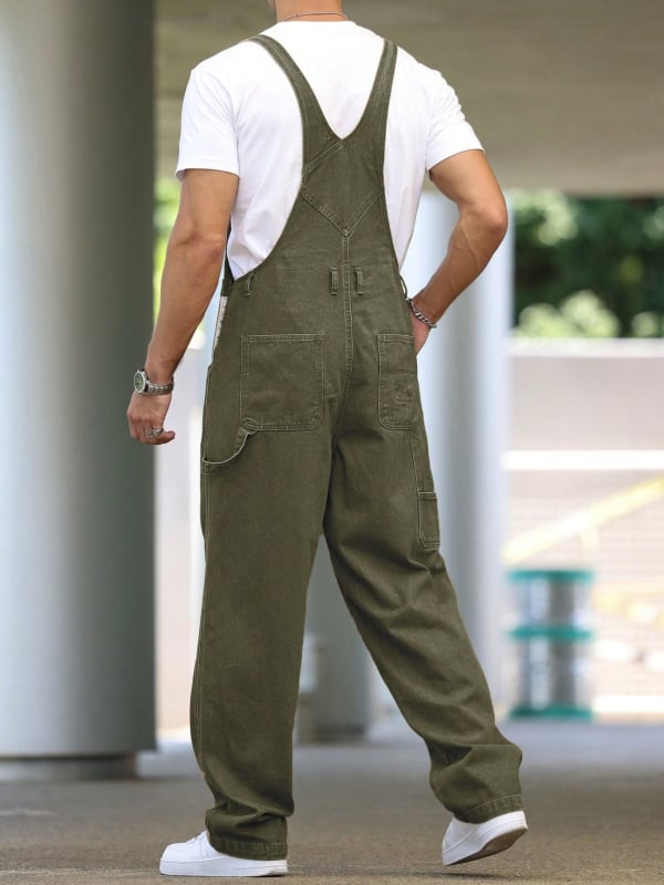 Muški džins overali - streetwear, ravni kroj, srednji pojas, zatvarač