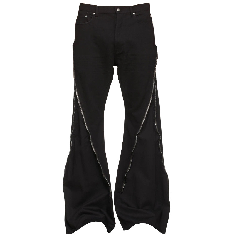 Jeansi, stil coreean, talie medie, denim din bumbac cu fermoar dublu, casual pentru toate anotimpurile