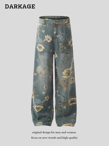 Jeanși 3D uzate, talie medie, fermoar, denim din bumbac 70%, microelastic