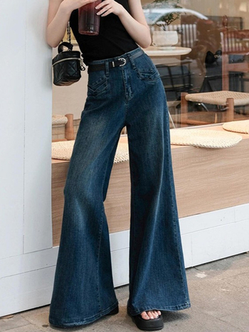 Blugi, stil Hong Kong retro, denim (talie înaltă; croială largă; 70-80% bumbac; toamnă 2025)