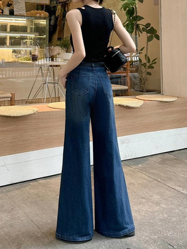 Blugi, stil Hong Kong retro, denim (talie înaltă; croială largă; 70-80% bumbac; toamnă 2025)