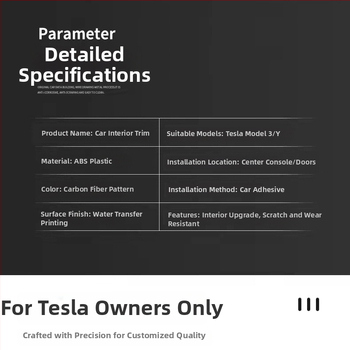 Tesla Model 3/Y središnja konzola dekorativni panel i unutarnja ukrasna traka vrata