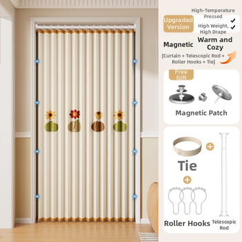 Магнитна сгъваща се завеса за душ, имитационен лен, водоустойчива и устойчива на мухъл, ветроустойчива, модерен стил