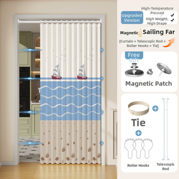 Магнитна сгъваща се завеса за душ, имитационен лен, водоустойчива и устойчива на мухъл, ветроустойчива, модерен стил