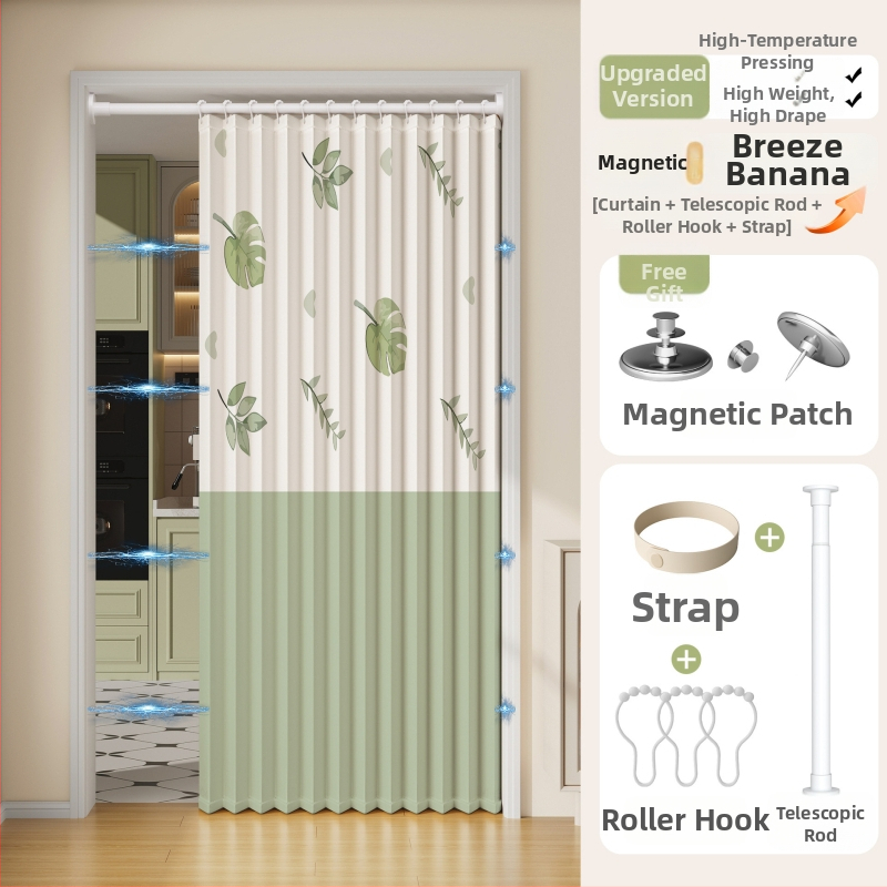 Магнитна сгъваща се завеса за душ, имитационен лен, водоустойчива и устойчива на мухъл, ветроустойчива, модерен стил