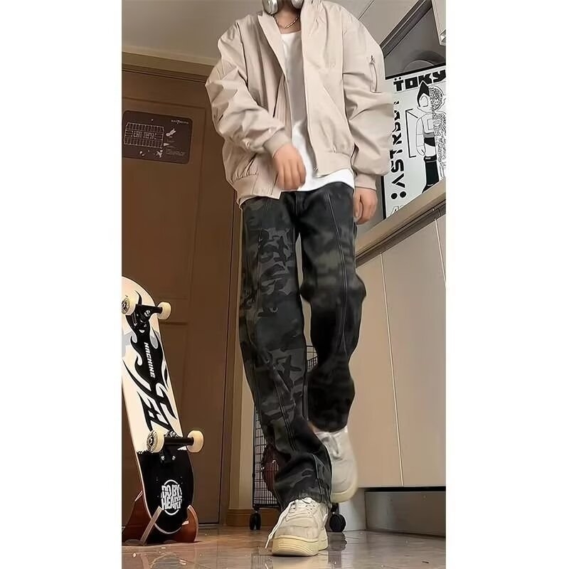 Traperice ravnog kroja, oprani denim, niski struk, za muškarce, proljeće